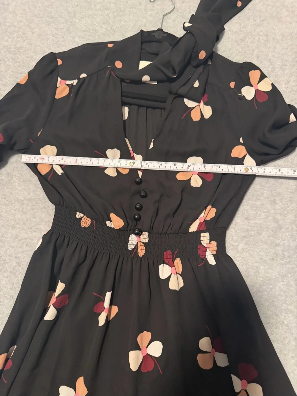 Kate Spade Glitzy Ritzy Dusk Buds Floral Print Midi Dress Black Pink Women’s S